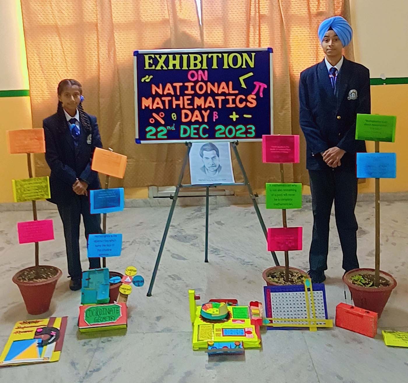 An exhibition related to Mathematics Day was organized in Sant Ishar Singh School